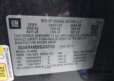 2016 Buick Enclave from USA, damaged, VIN 5GAKRAKD2GJ330183